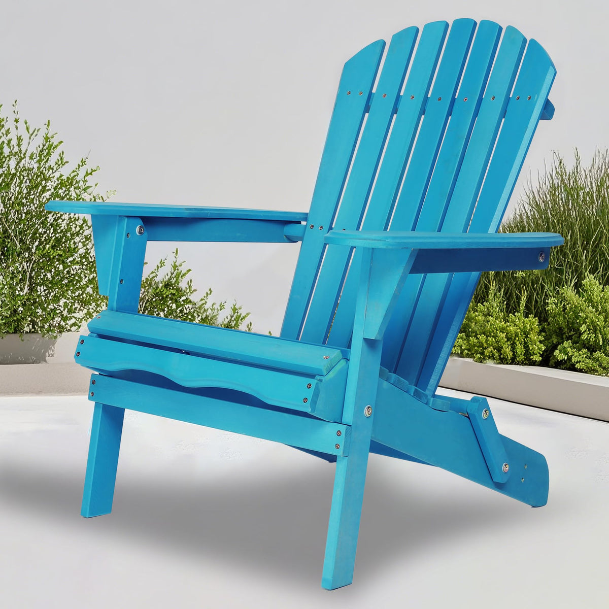 Wooden Folding Adirondack Chair Set of 2 Solid Cedar Z53698