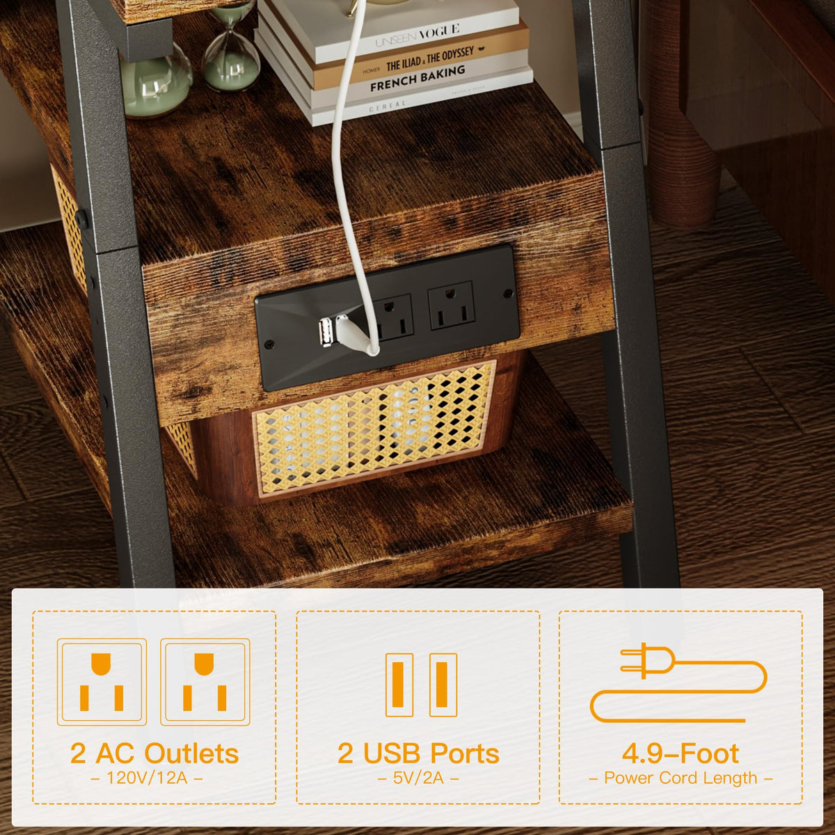 3-Tier Side Table with Charging Station N3592