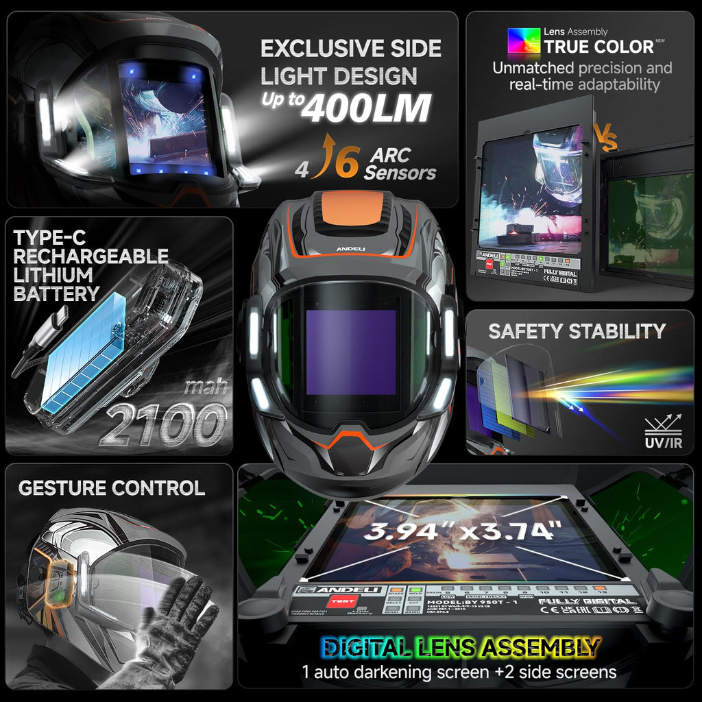 Auto Darkening Welding Helmet with Light M749588