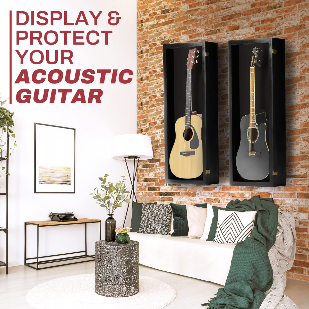 Acoustic Guitar Display Case Wall Mount Black K4290