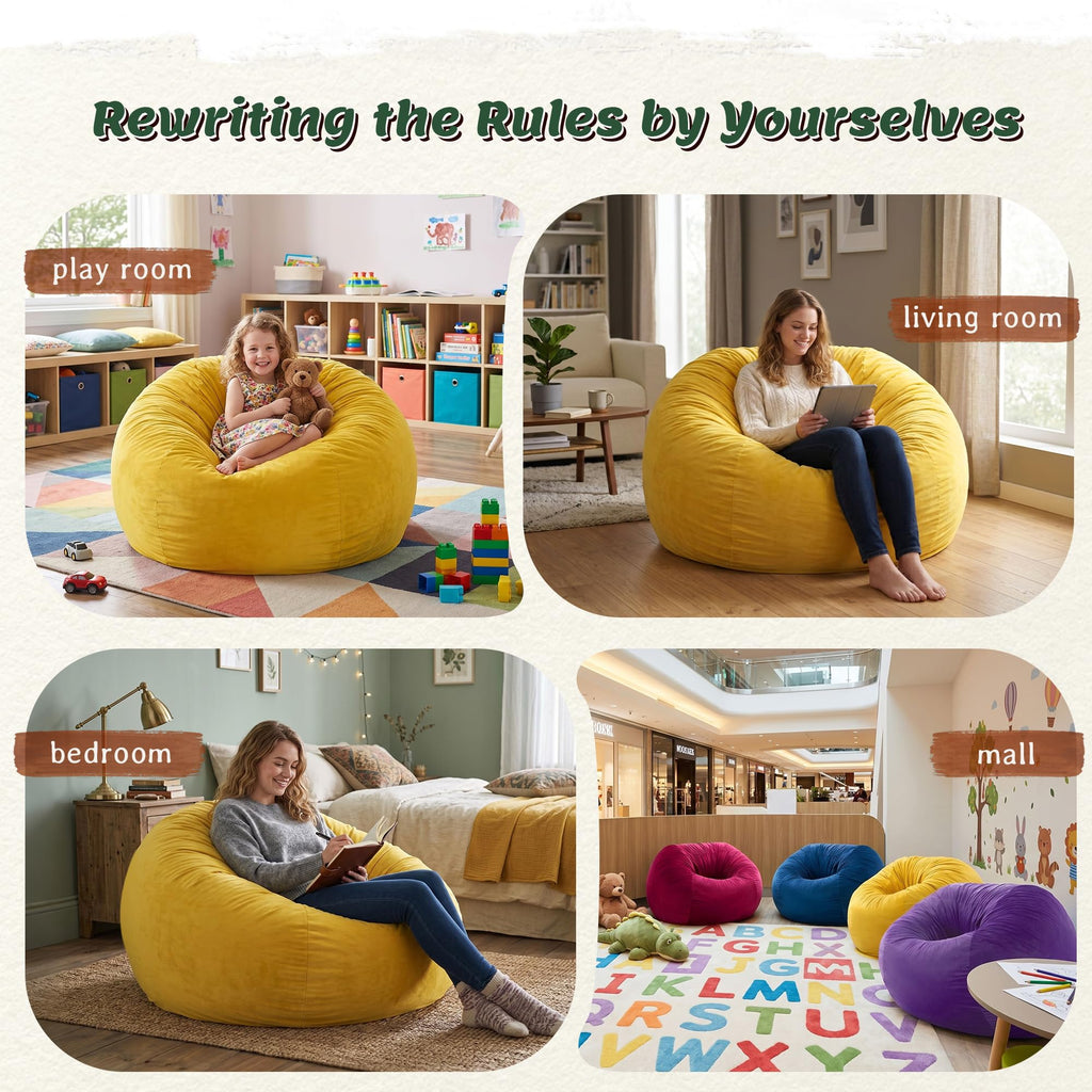 Yellow Memory Foam Bean Bag Chairs A8247