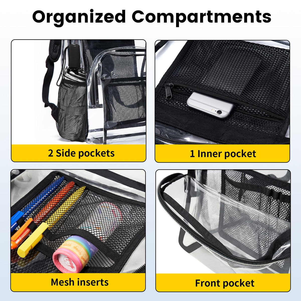 Clear Heavy Duty Black Backpack N747282
