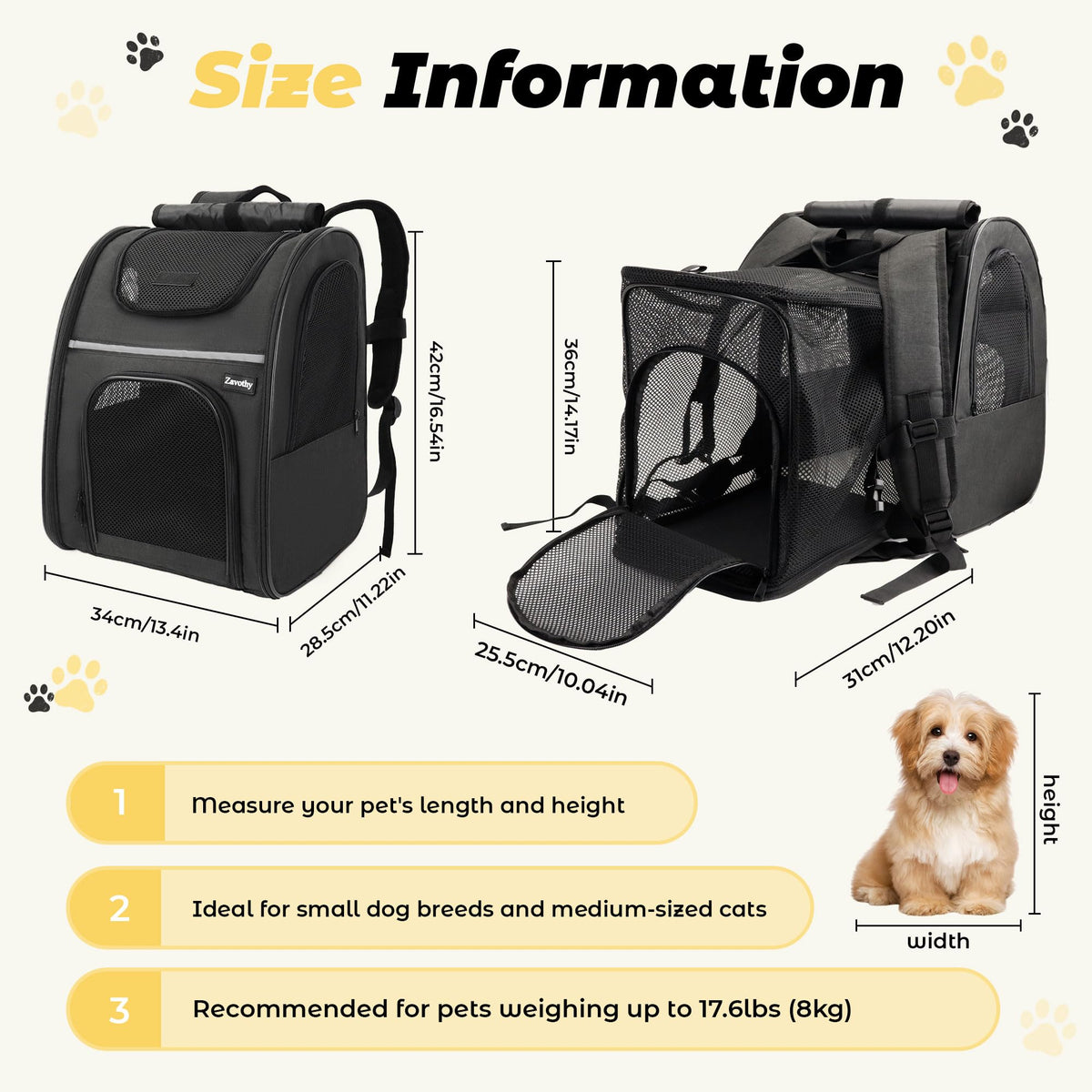 Expandable Airline Approved Cat Backpack Carrier with Breathable Mesh D44810