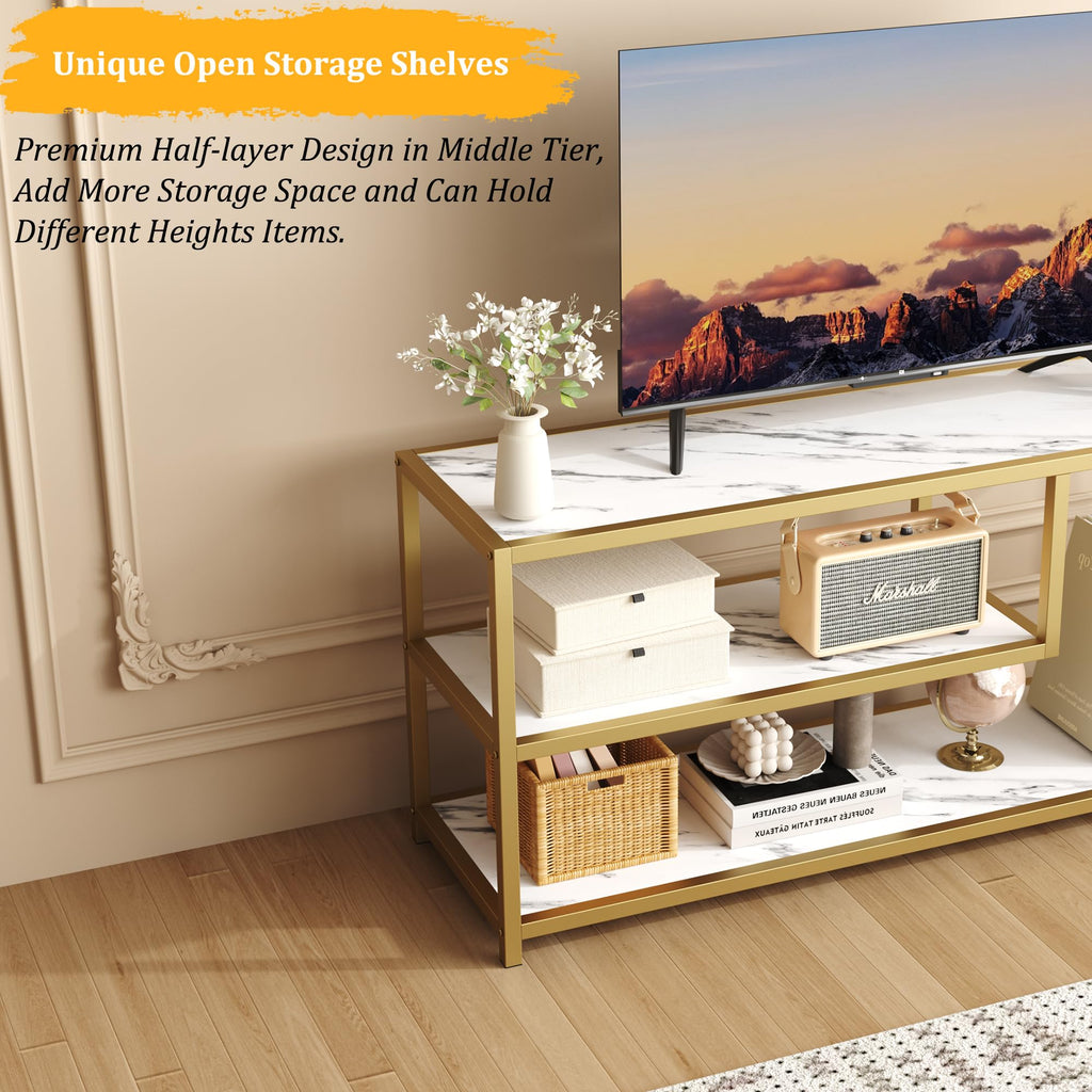 TV Stand for TVs up to 55 Inch, 3 Tier Media Console with Open Storage Shelves V762805