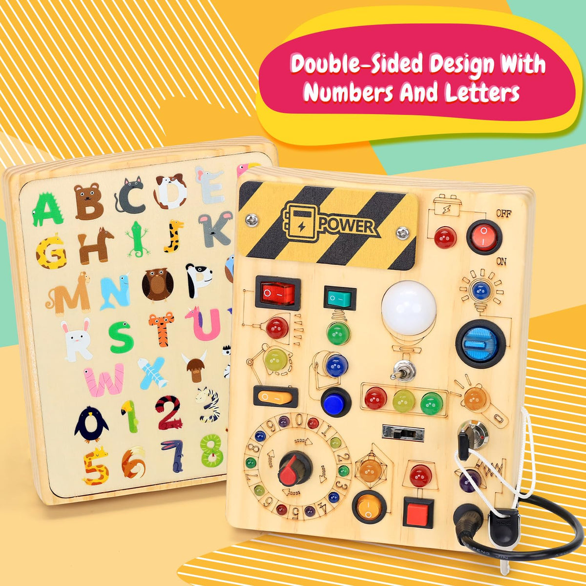 Wooden Sensory Activity Board with LED Light Switches L8726