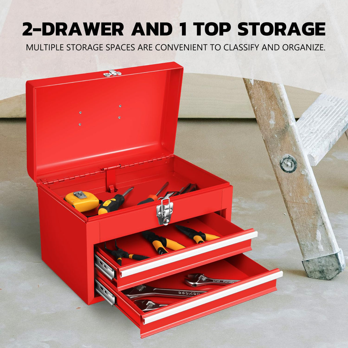 14 Inch Steel Portable Tool Box 2 Drawer M944