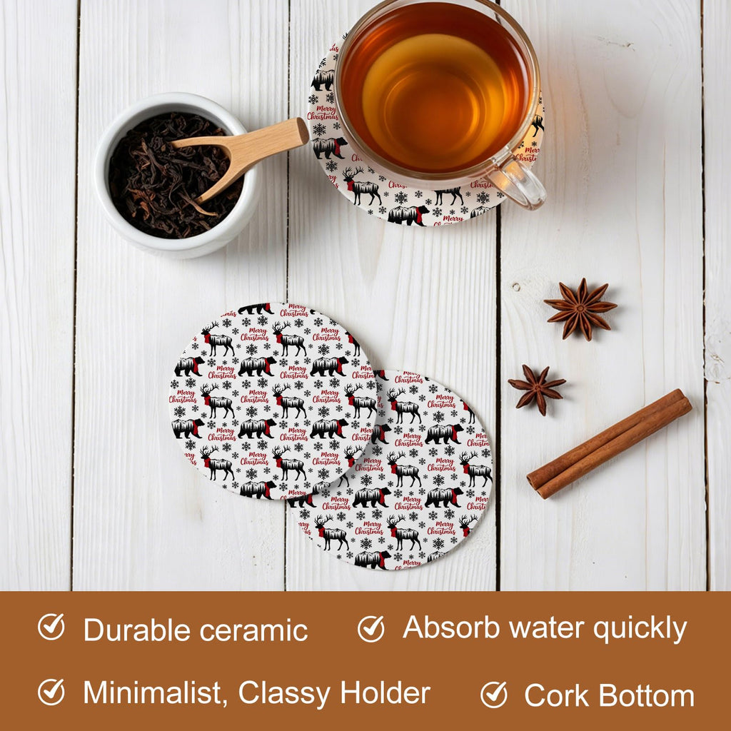 Black Absorbent Ceramic Coasters Set of 6 with Holder Y60437