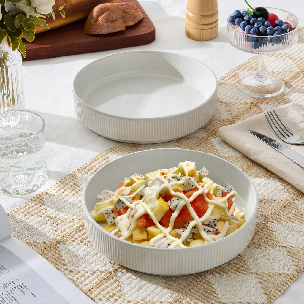Pasta Bowls Set of 4, 35oz Ceramic, White, 8" P884