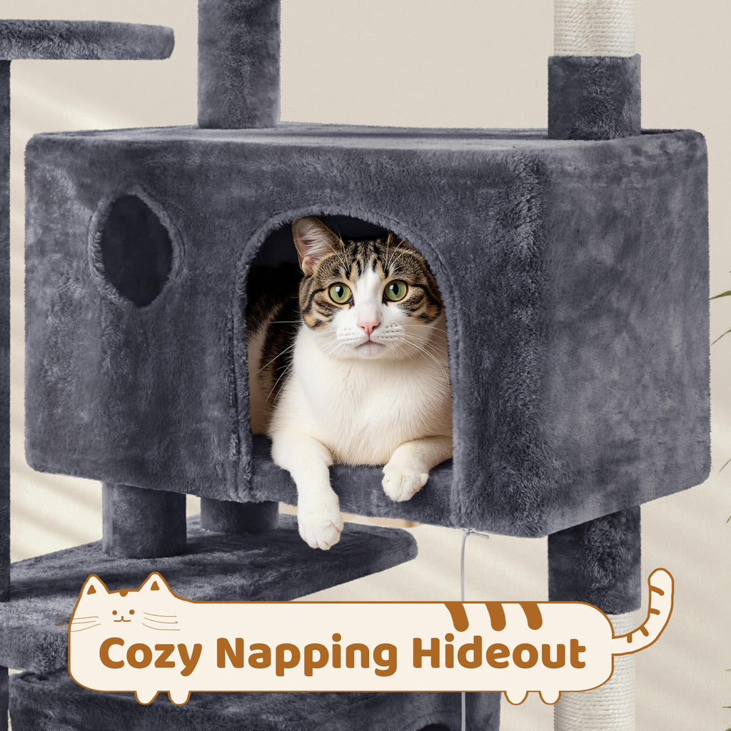 70in Multi-Level Cat Tree with Sisal Scratching Posts W1637