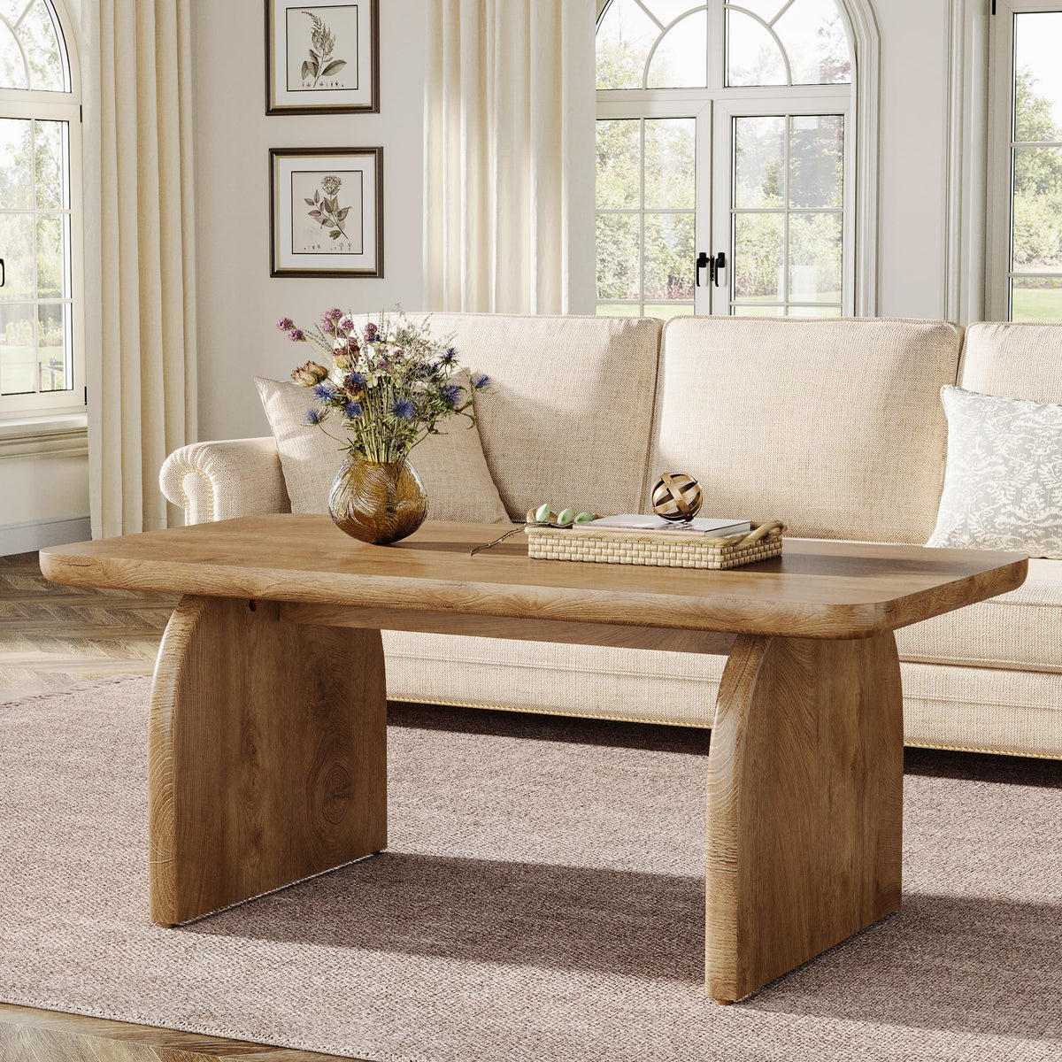 47-Inch Natural Brown Wood Coffee Table G62308