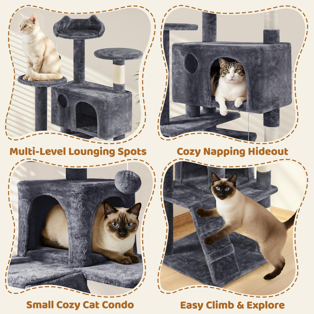 70in Multi-Level Cat Tree with Sisal Scratching Posts W1637