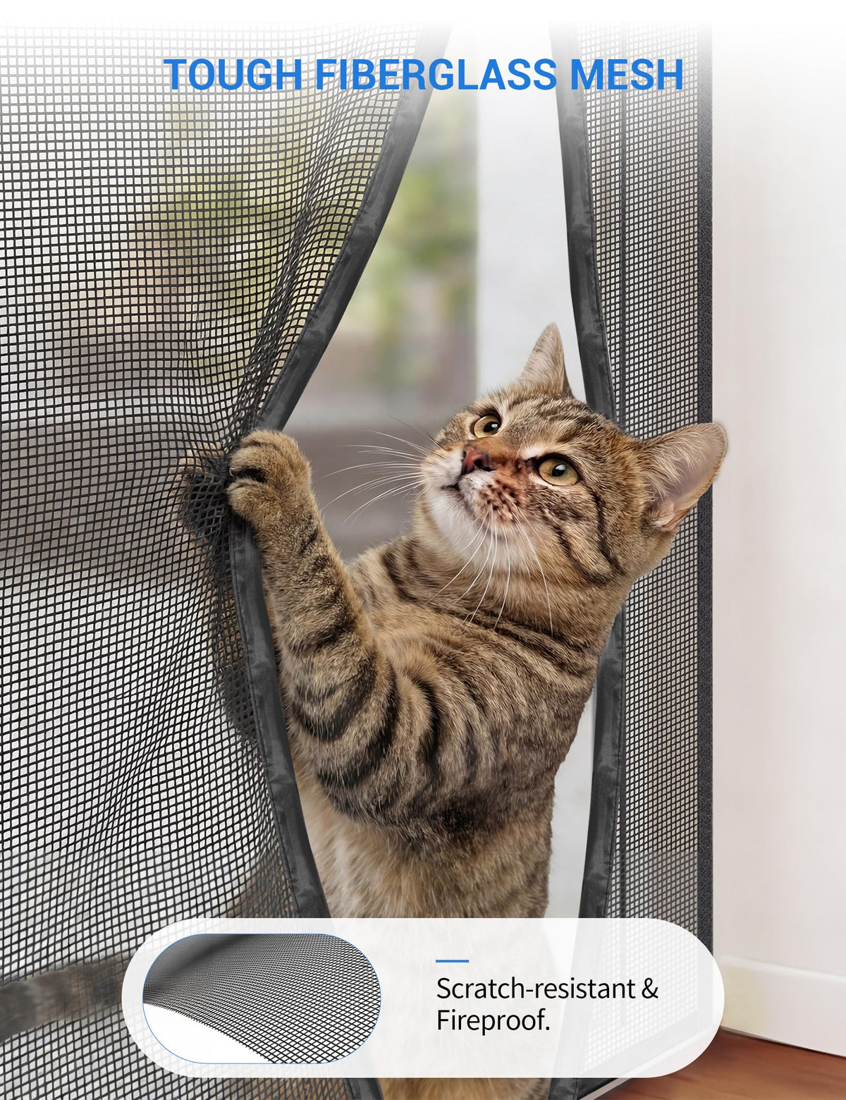 Magnetic Screen Door 72 x 80 Inch Fiberglass Mesh C34823
