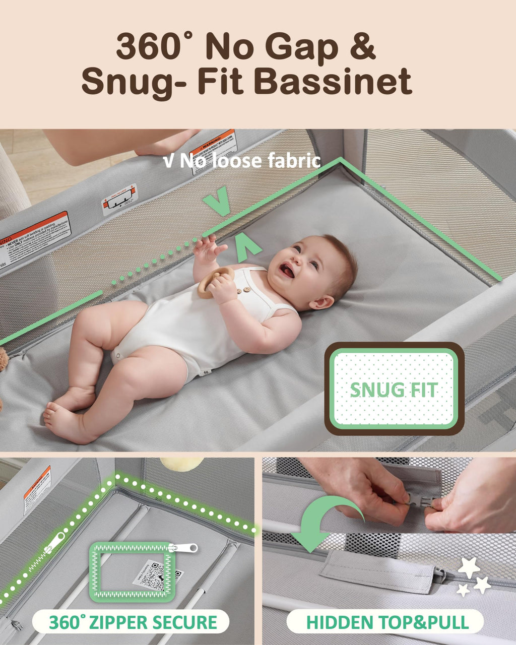 4 in 1 Baby Bassinet Bedside Sleeper S677905