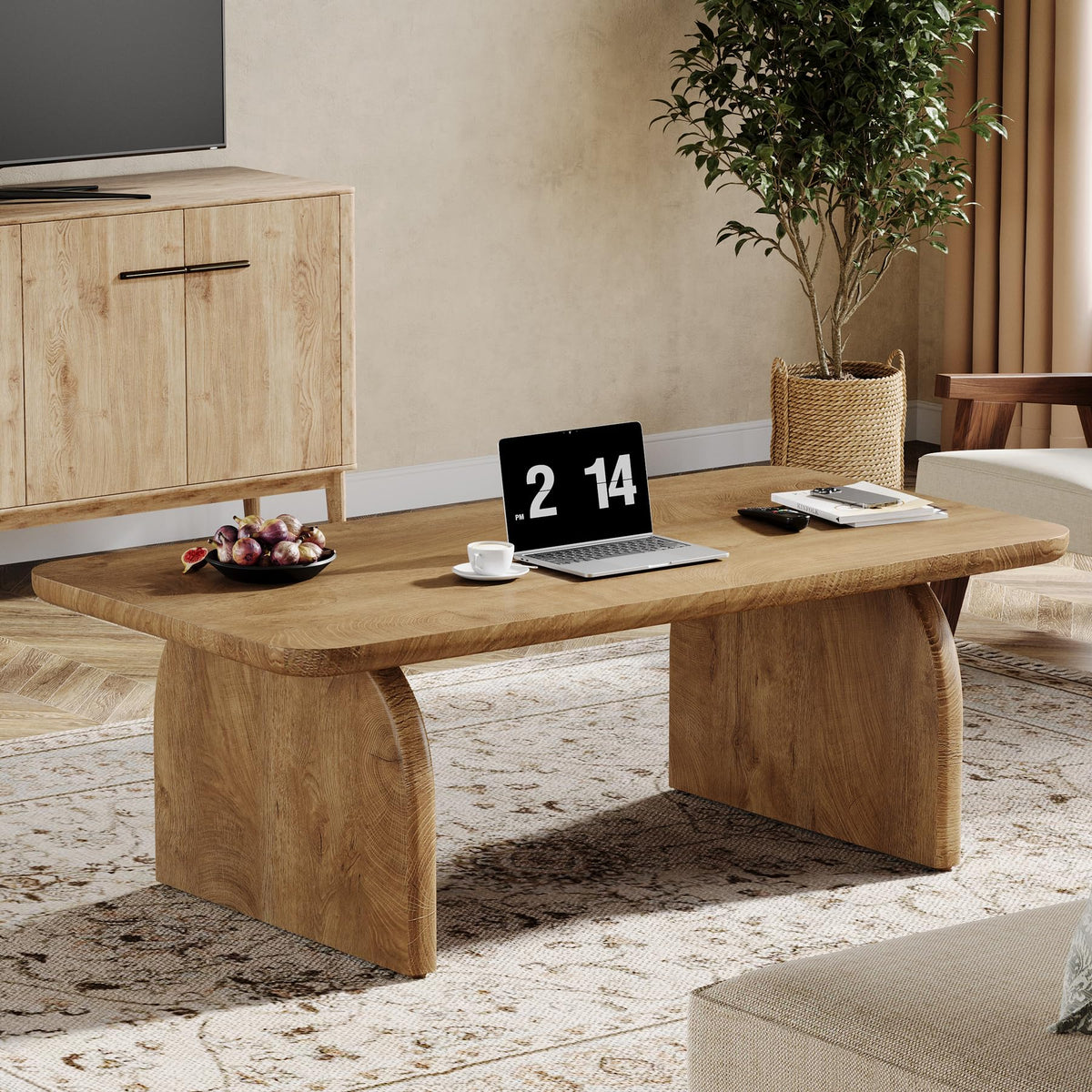 47-Inch Natural Brown Wood Coffee Table G62308